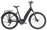 Trek Verve+ 3 Lowstep electric hybrid bike with comfortable upright frame and pedal assist for urban commuting.