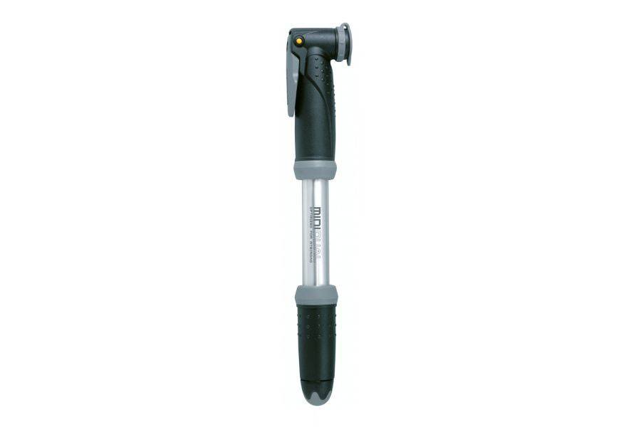 Topeak Mini Dual bike pump in black and silver with Presta and Schrader valve compatibility, no gauge visible