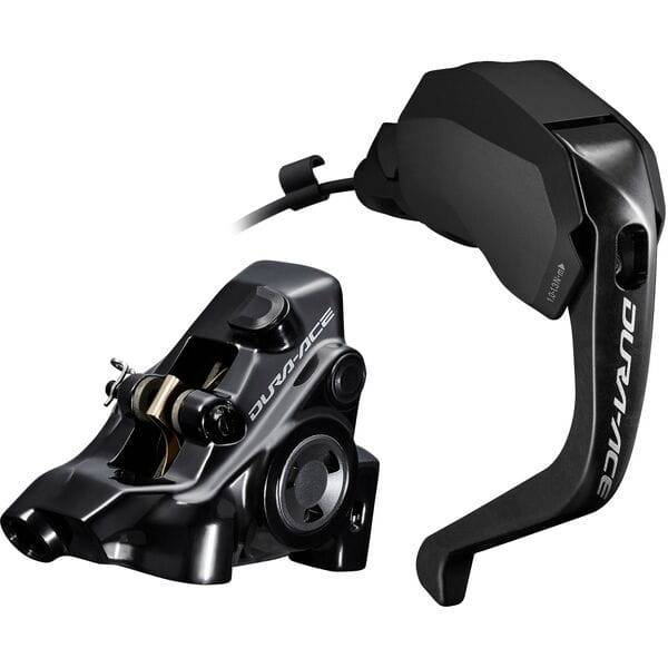 Shimano Dura-Ace ST-R9180 Di2 hydraulic disc road shifters with BR-R9270 flat mount brake set, shown with gear and brake levers.