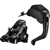 Shimano Dura-Ace ST-R9180 Di2 hydraulic disc road shifters with BR-R9270 flat mount brake set, shown with gear and brake levers.