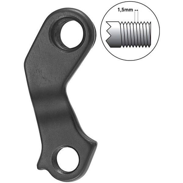 M Part gear hanger for KTM, durable direct mount M12 1.5 component, shown in black with mounting holes for motorcycle gear.