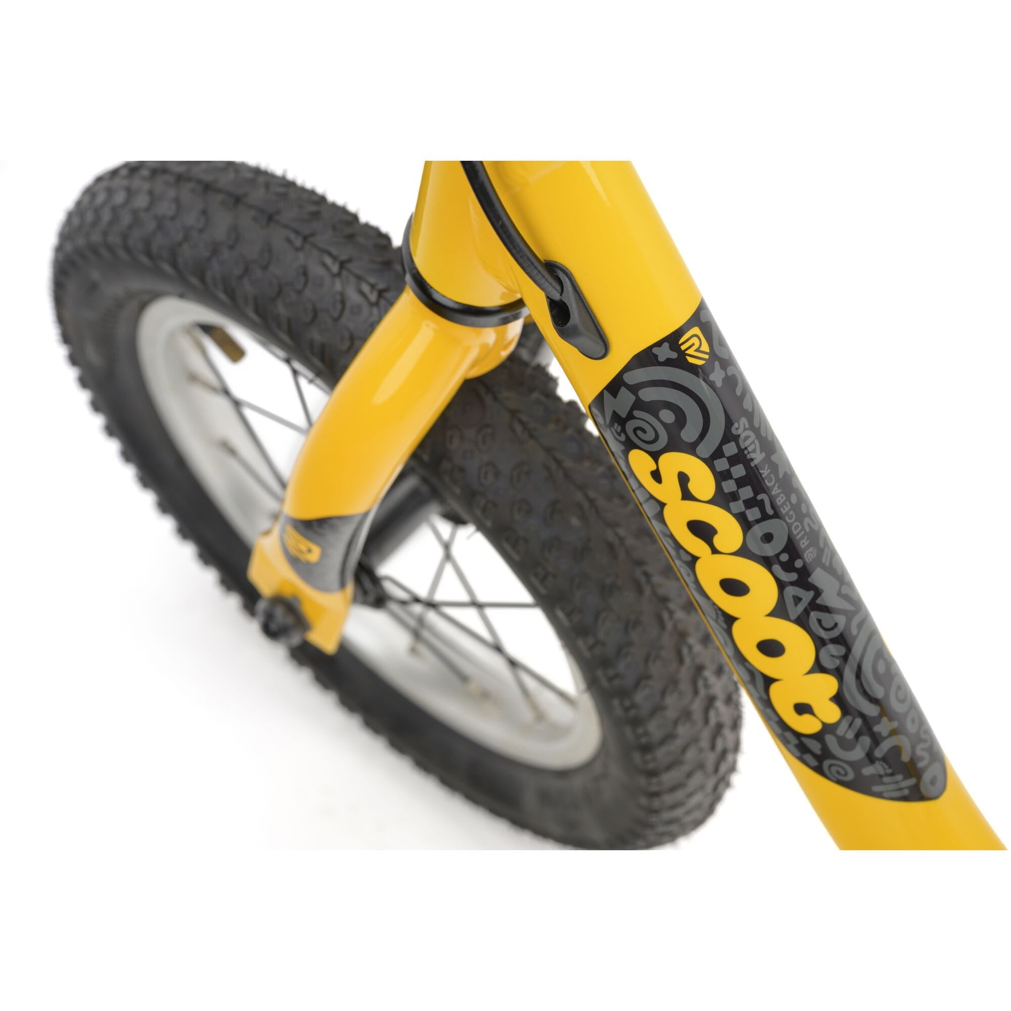 Yellow Ridgeback Scoot 2027 kids balance bike for toddlers age 2+, featuring a lightweight frame and ergonomic design.