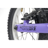 Ridgeback Scoot 2027 kids balance bike for toddlers, lilac color, close-up of bike frame and handlebar details