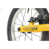 Yellow Ridgeback Scoot XL Kids Balance Bike 14-inch for ages 3+, showcasing the lightweight frame and beginner-friendly design.