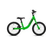 Green Ridgeback Scoot XL kids balance bike with 14-inch wheels, designed for beginner riders aged 3 and up.