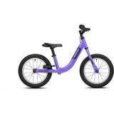 Lilac Ridgeback Scoot XL kids' balance bike with 14-inch wheels for beginner riders aged 3 and up, showing detailed frame and handlebars.
