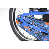 Blue Ridgeback MX16 Kids Bike with adjustable 16-inch wheels, designed for children aged 3.5 to 6 years, detailed view.