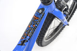 Blue Ridgeback MX16 kids bike with 16-inch wheels, adjustable frame, suitable for children aged 3.5 to 6 years, close-up detail.