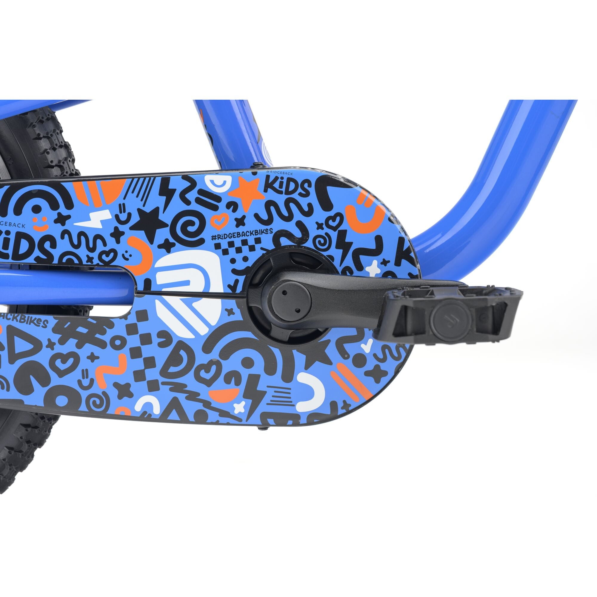 Blue Ridgeback MX16 Kids Bike with 16-inch wheels, adjustable frame, suitable for children aged 3.5 to 6 years, detailed view.