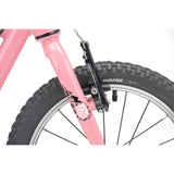 Pink Ridgeback MX16 kids bike with adjustable 16-inch wheels for ages 3.5 to 6, featuring a sturdy frame and colorful design.