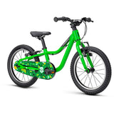 Green Ridgeback MX16 Kids Bike with adjustable 16-inch wheels, suitable for ages 3.5 to 6 years, close-up detail image.