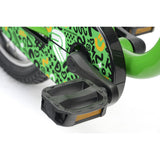 Green Ridgeback MX16 kids bike with adjustable 16-inch wheels, suitable for ages 3.5 to 6 years, detailed view of frame and handlebars.