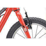 Red Ridgeback MX16 kids bike with adjustable 16-inch wheels for ages 3.5 to 6, featuring a sturdy frame and colorful design.