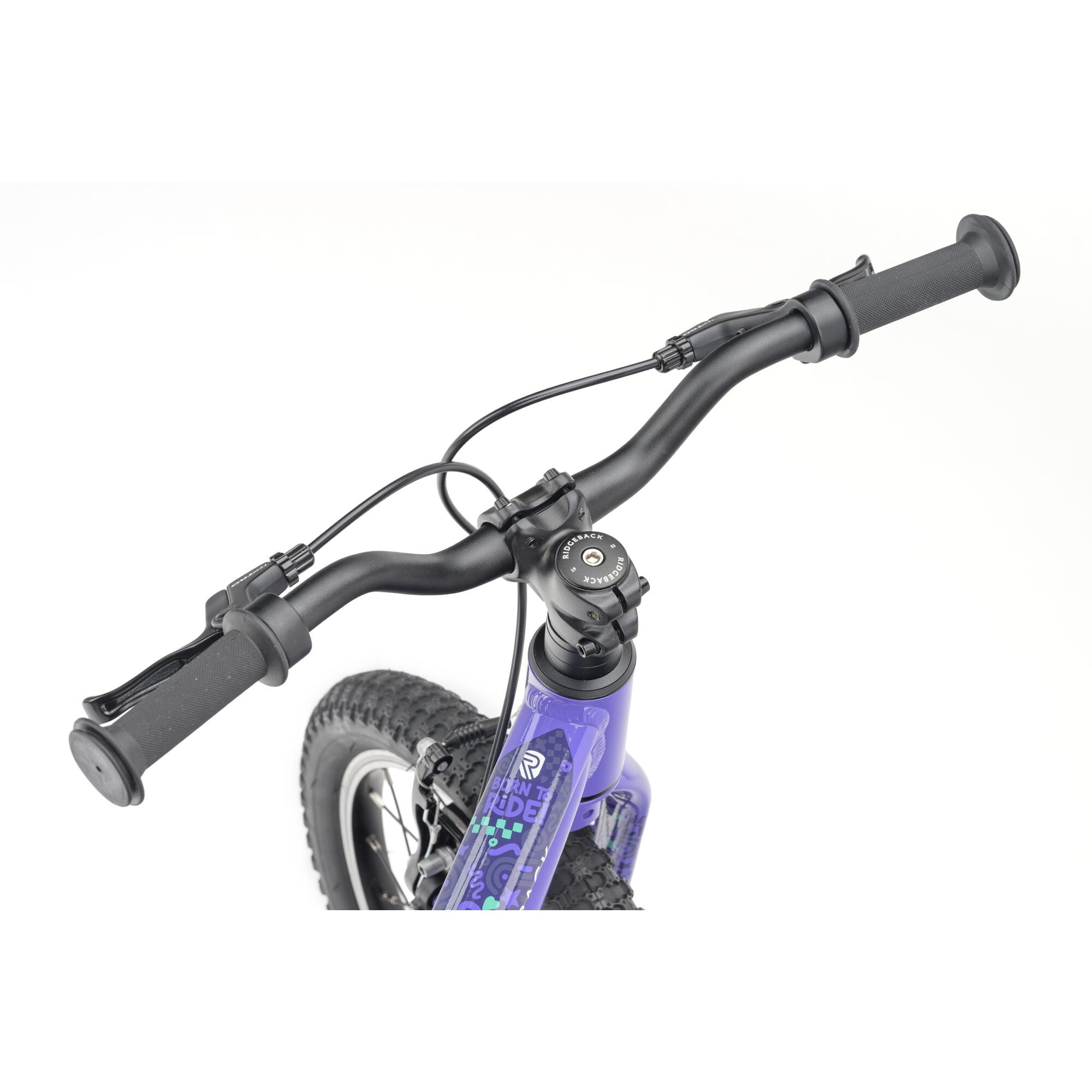 Ridgeback MX16 Kids Bike with 16-inch wheels, lilac color, adjustable frame for children aged 3.5 to 6 years, detailed close-up.