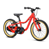 Red Ridgeback Dimension 16 kids bike for ages 3.5 to 6, featuring lightweight frame and adjustable components, detailed view.