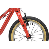 Red Ridgeback Dimension 16 kids bike with adjustable lightweight frame, suitable for ages 3.5 to 6 years, close-up detail image.
