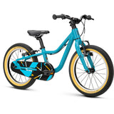 Ridgeback Dimension 16 kids' teal bike with lightweight frame, adjustable features, designed for children aged 3.5 to 6 years.