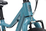 Ridgeback Dimension 16 kids bike in teal, lightweight frame, adjustable for children aged 3.5 to 6 years, detailed close-up image.