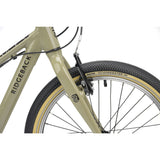 Ridgeback Dimension 20 Kids Bike with 7-speed Shimano gears, sandy color, suitable for ages 5 and up, front and side view.