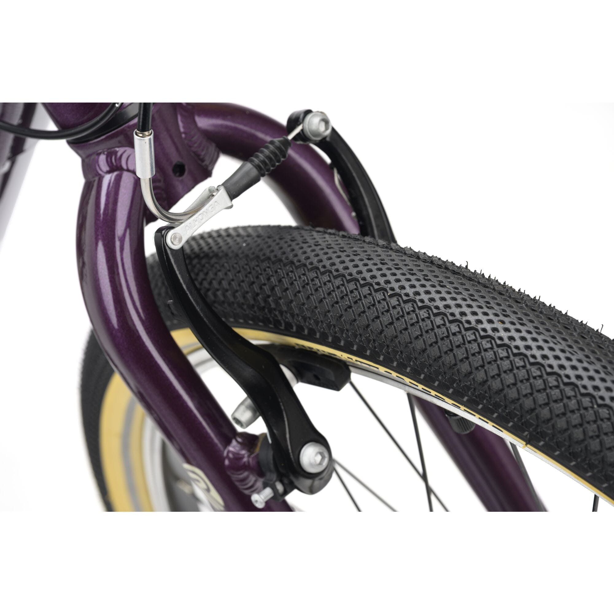 Ridgeback Dimension 24 kids' bike with violet frame, 8-speed Shimano gears, puncture-resistant tires, adjustable fit for ages 8+