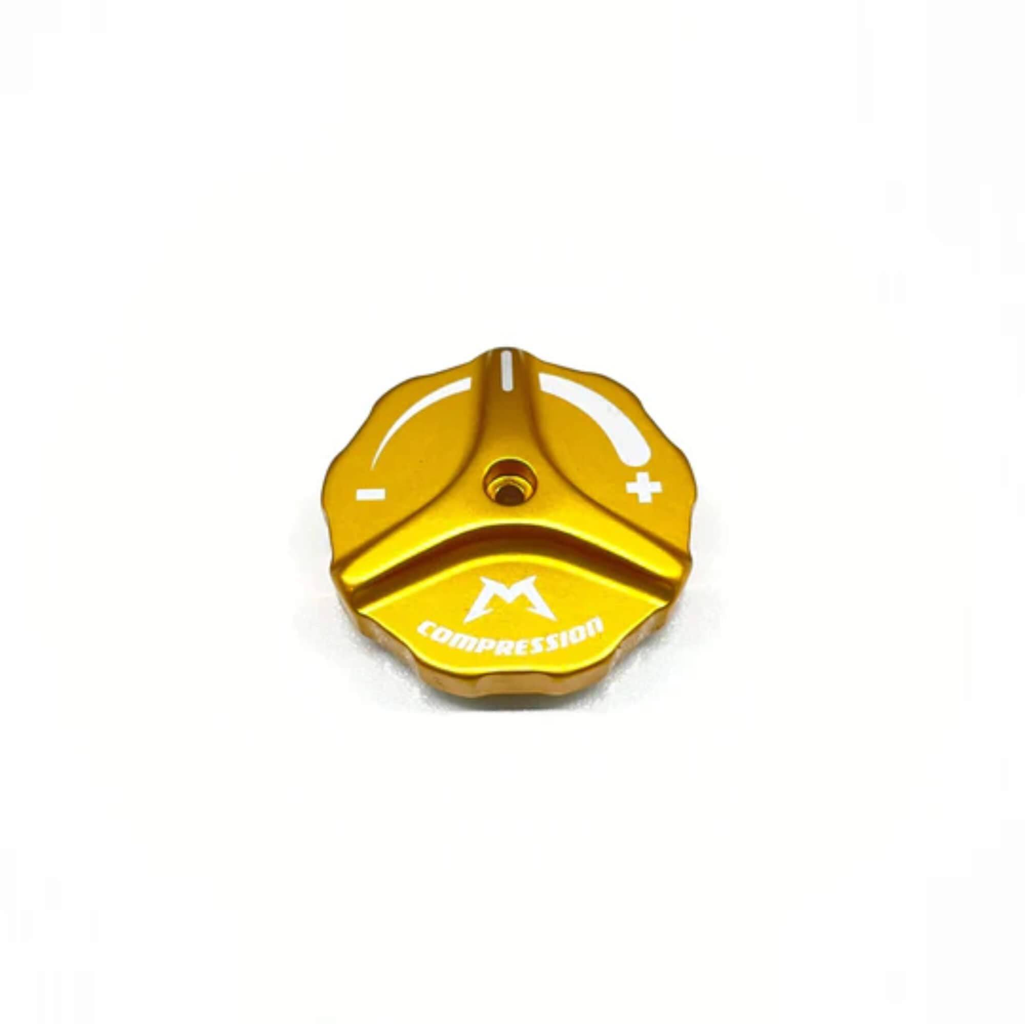 Fox Marzocchi Bomber 58 Grip compression knob for suspension adjustment and control, shown with textured grip and branding.