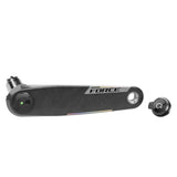 SRAM Left Arm Power Meter Spindle Force E1 DUB for Force AXS road bikes, close-up of the component with branding visible.