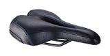 BBB SportPlus Ergo cycling saddle with CrMo rails, ergonomic design, 185x270mm, suitable for road and mountain bikes.