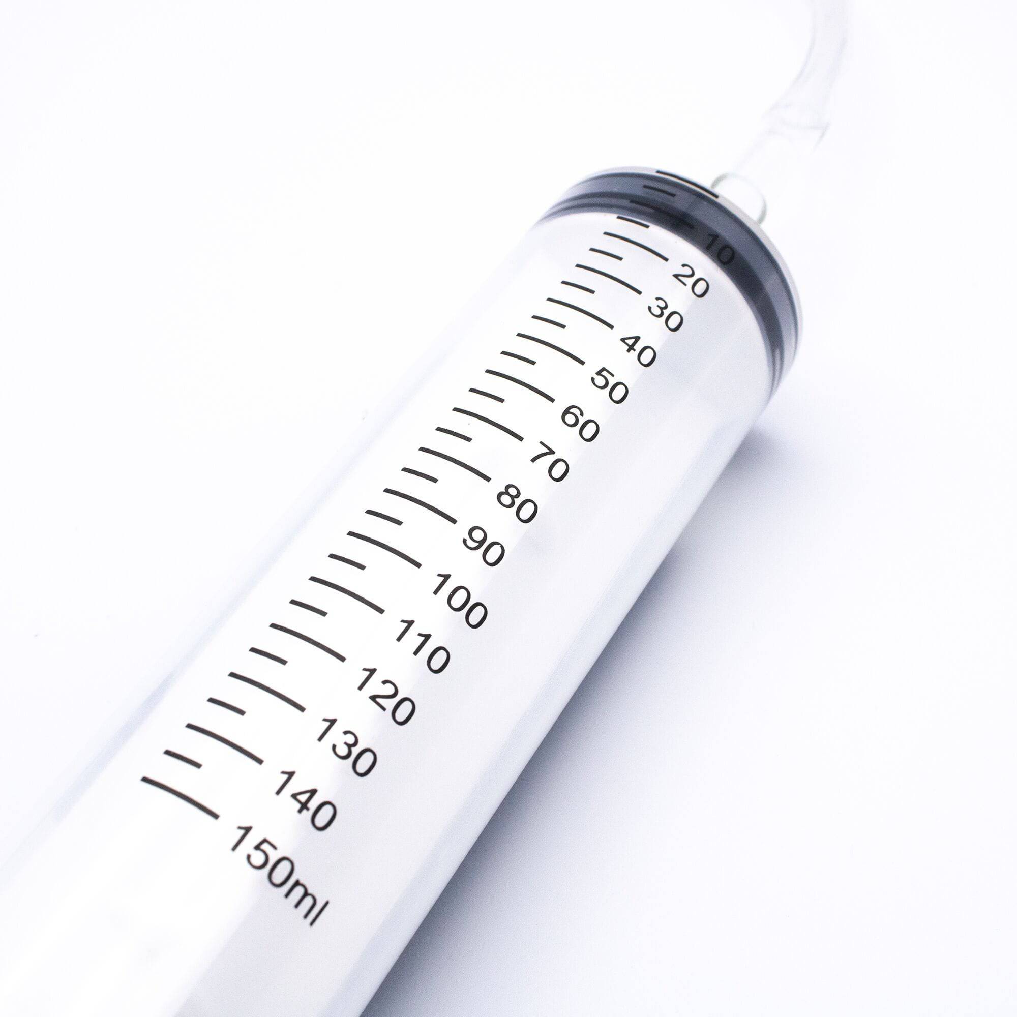 Nutrak 150ml bicycle sealant syringe with valve core tool, durable components for puncture repair and tire maintenance.