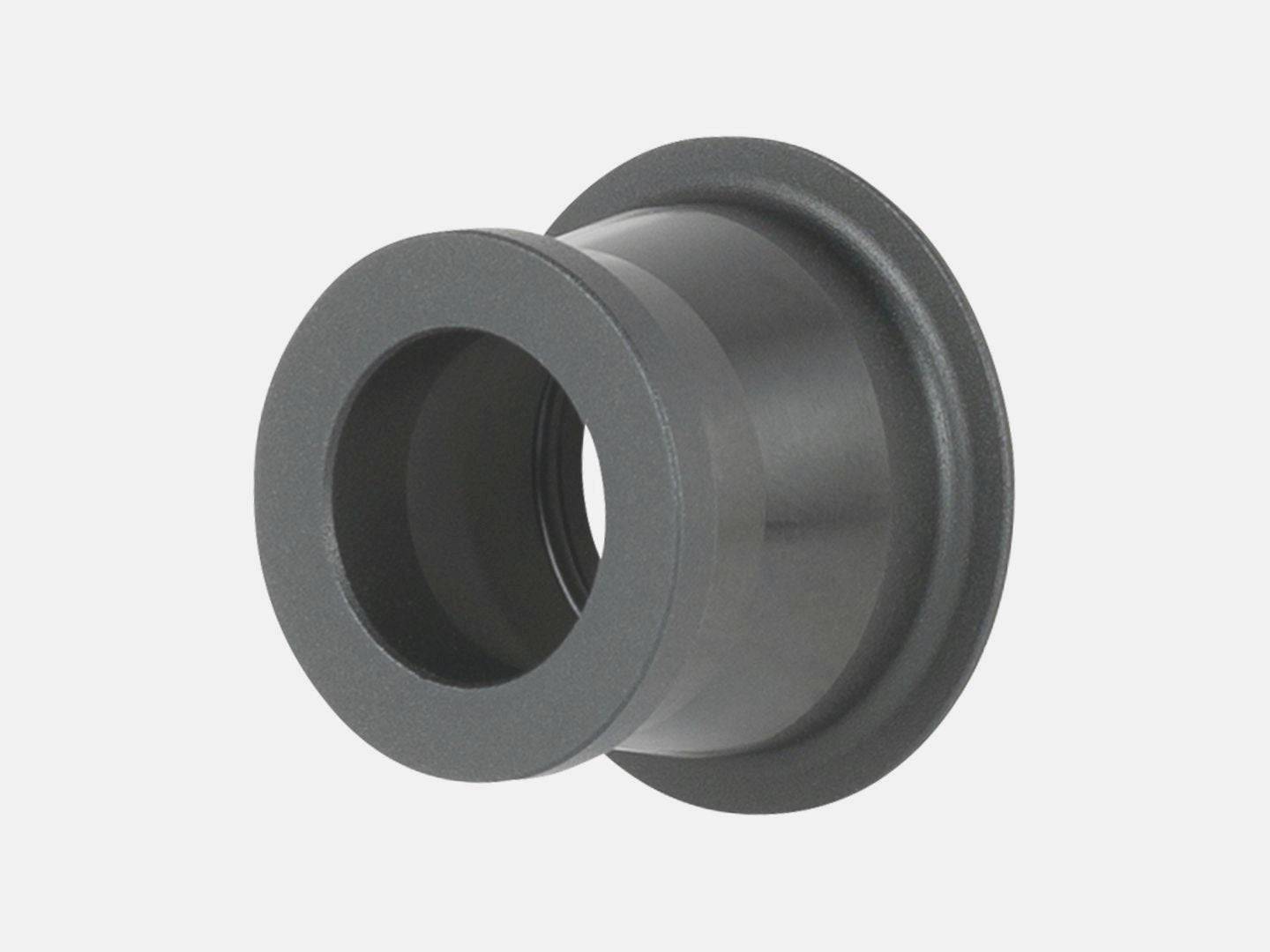 Bontrager Ratchet EXP MTB rear drive side 12mm end cap in black, showing the component's 148mm old axle length and design details.