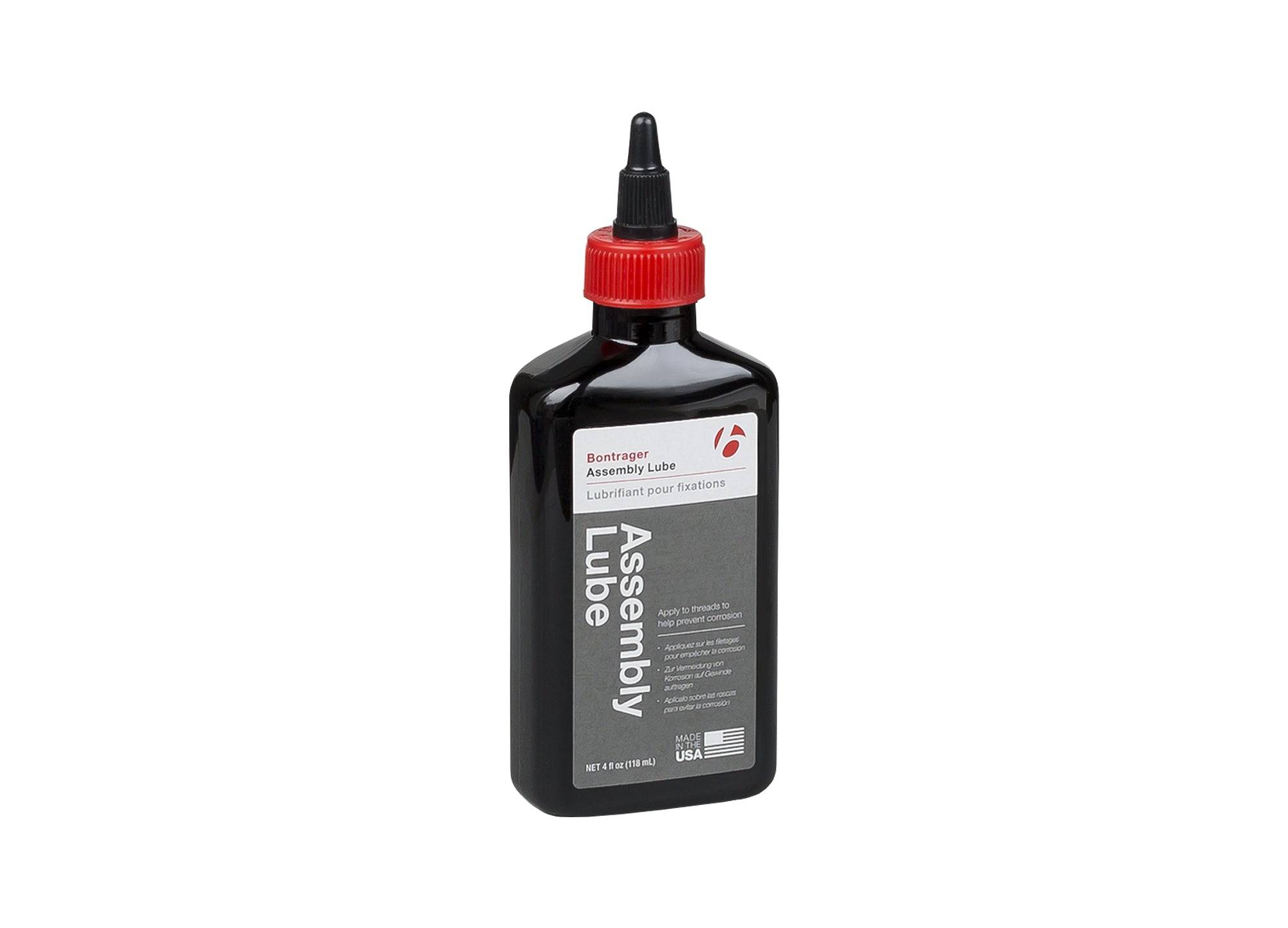 Bontrager Assembly Lube black threaded fastener protector with precise applicator, 4oz bottle for workshop use