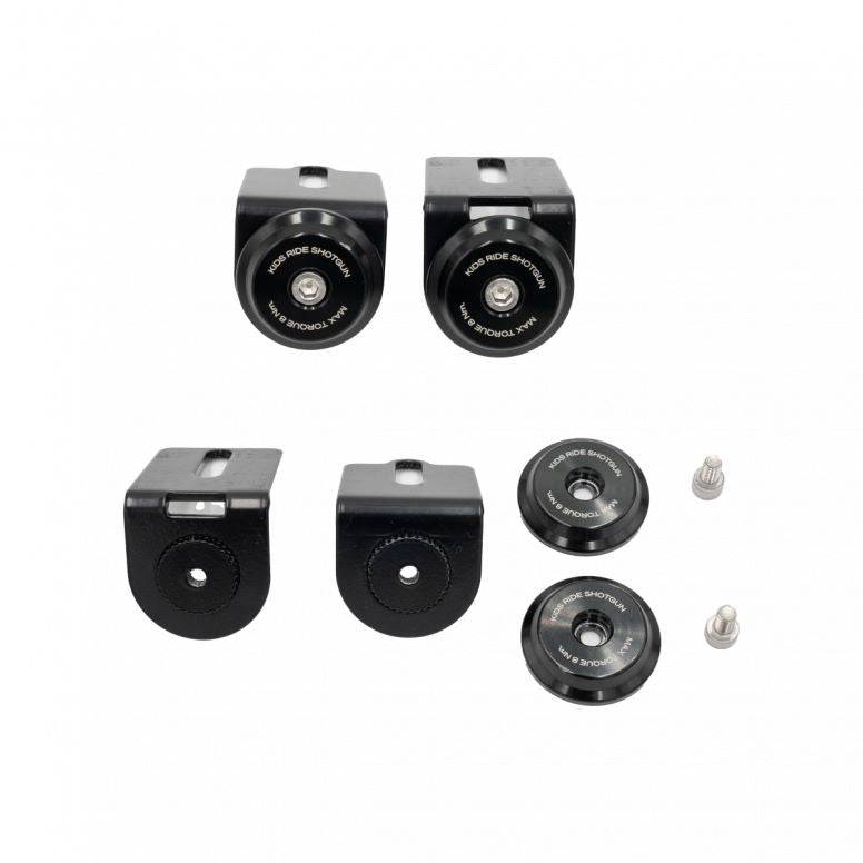 Kids Ride Shotgun 2.0 black seat flange assembly for secure mounting, accessory part for kids ride shotgun bike seat.