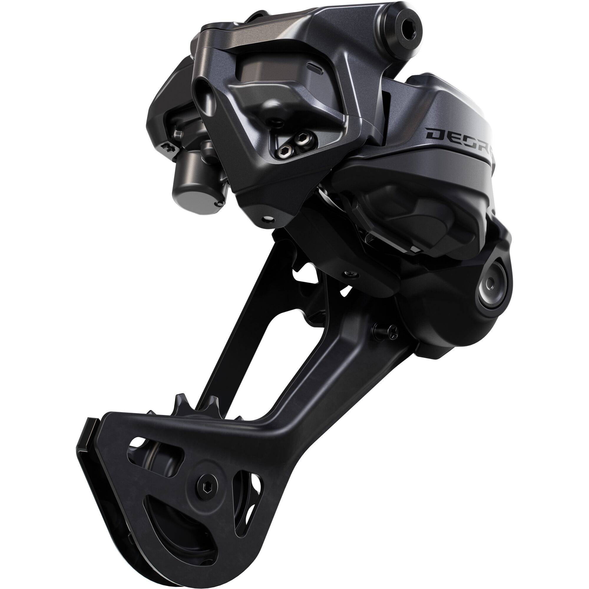 Shimano Deore Di2 wireless 12-speed rear derailleur with Hyperglide SGS technology for smooth gear shifting.