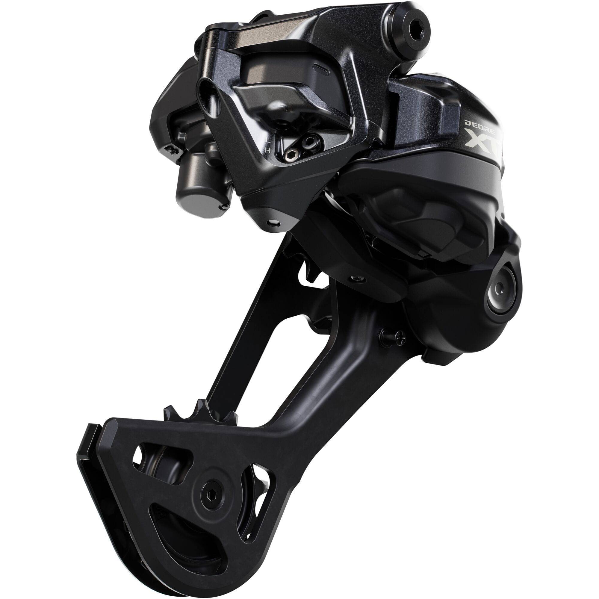 Shimano Deore XT RD-M8250 Di2 wireless 12-speed rear derailleur with long cage and Hyperglide SGS design for mountain bikes.