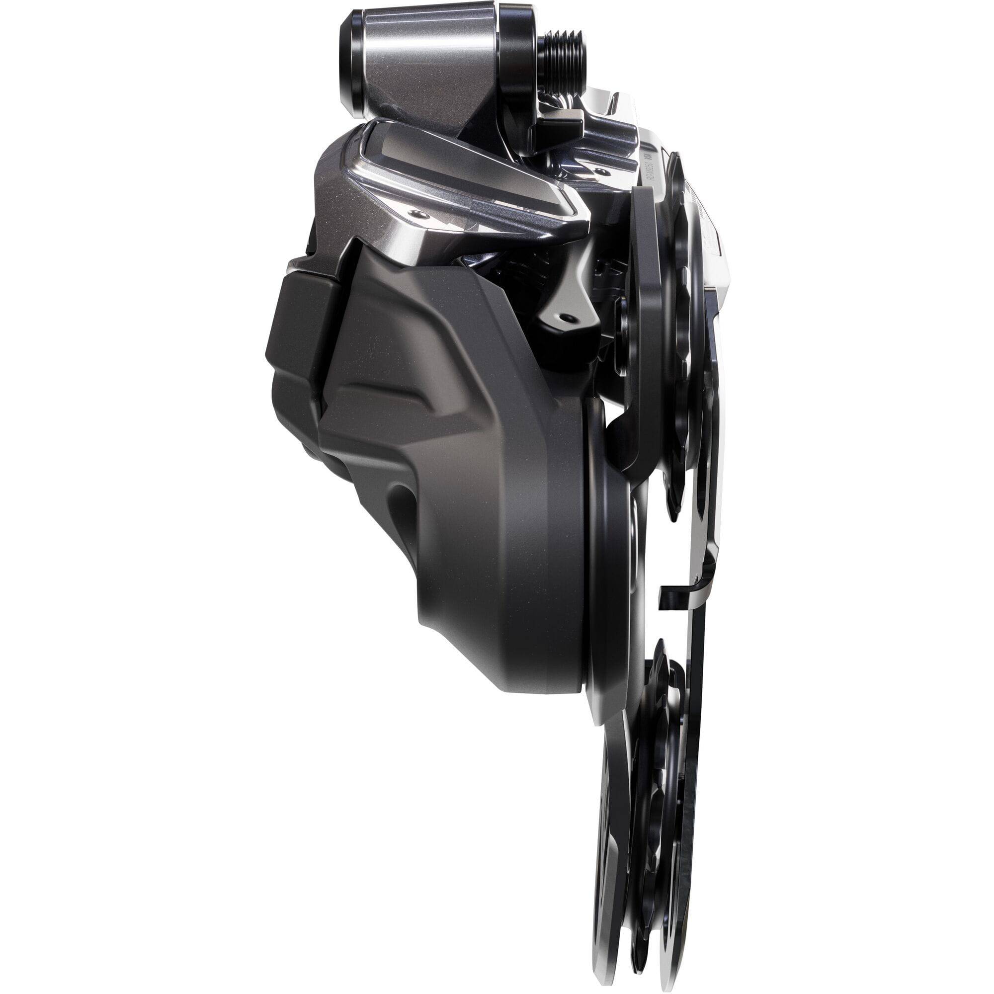 Shimano XTR RD-M9250 Di2 Wireless 12-speed rear derailleur for mountain bikes, showing the GS Hyperglide design and sleek black finish.