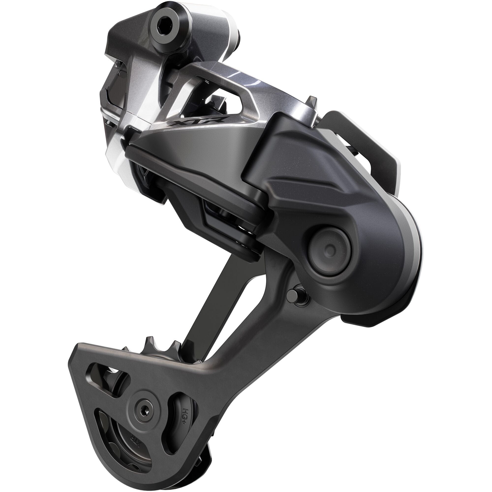 Shimano XTR RD-M9260 Di2 STEPS 12-speed rear derailleur with long cage and Hyperglide technology, mounted on a bike drivetrain.