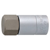 UNIOR 1/2" drive hexagonal screwdriver socket for workshop use, DIN 7422 standard, with a durable metal construction.