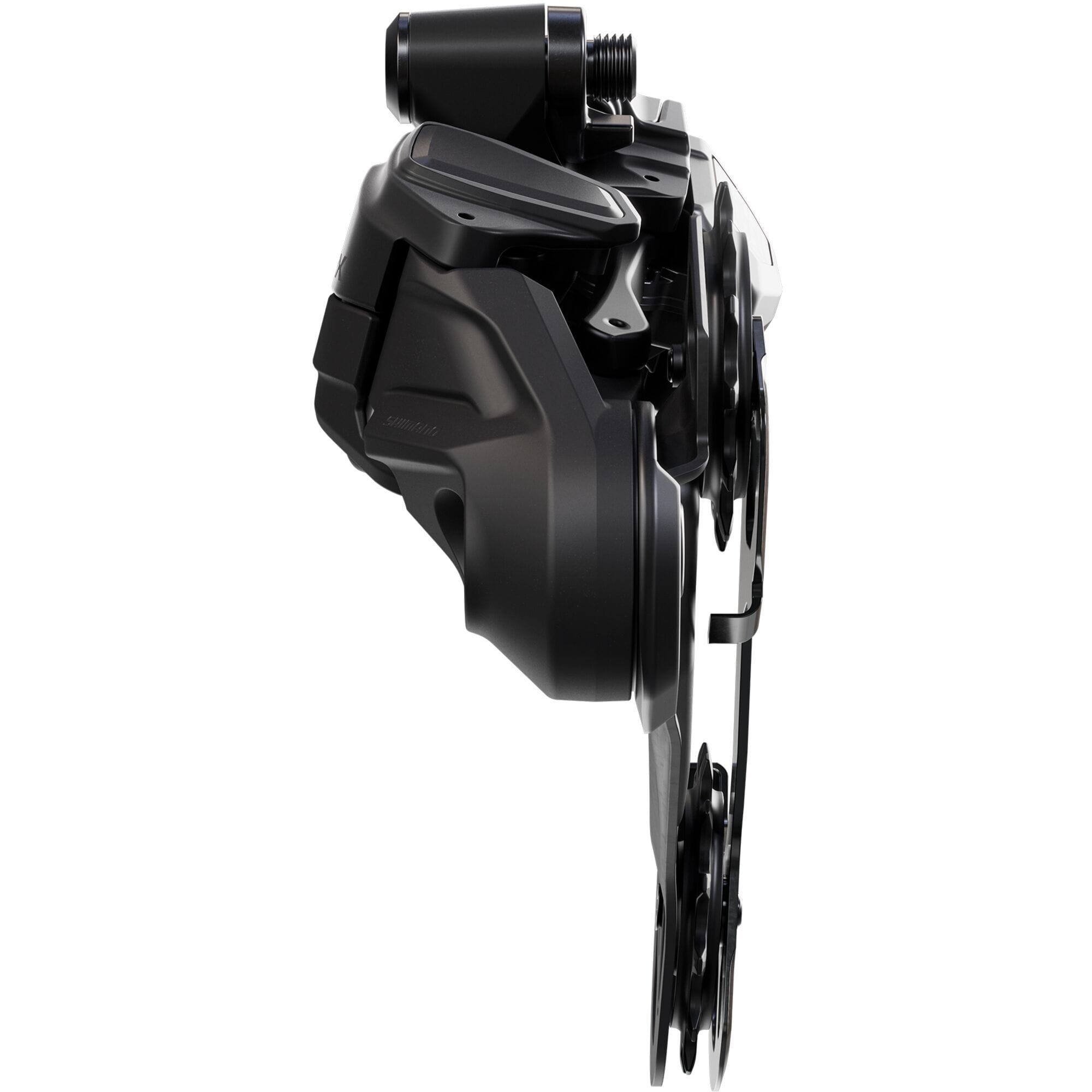 Shimano GRX RD-RX717 Di2 wireless 12-speed rear derailleur with long cage, shadow finish, for gravel bike components.