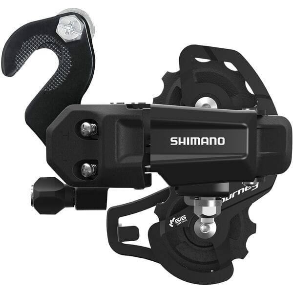 Shimano TY200 rear derailleur for MTB, 6/7-speed, with 28T short cage, durable Shimano Tourney bike component.