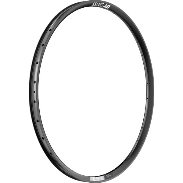 DT Swiss E 593 MTB rim with Presta valve holes, tubeless compatible, enduro-ready, lightweight alloy mountain bike rim.