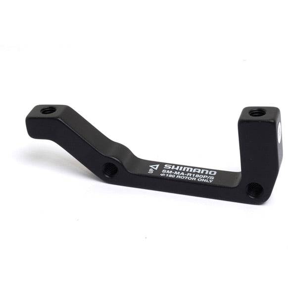 Shimano disc brake adapter for post mount caliper on I/Std frame with 180mm rotor, bicycle component for braking system.