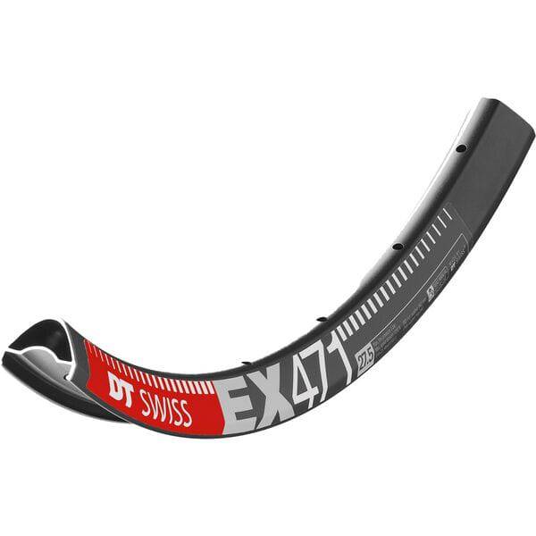 DT Swiss EX 471 SBWT mountain bike rim with disc-specific Presta valves, drilled for tubeless setup, black finish, lightweight component