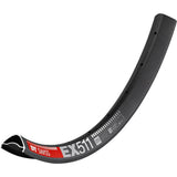 DT Swiss EX 511 SBWT black MTB rim with disc-specific, Presta valve holes, suitable for 27.5" and 29" mountain bikes.