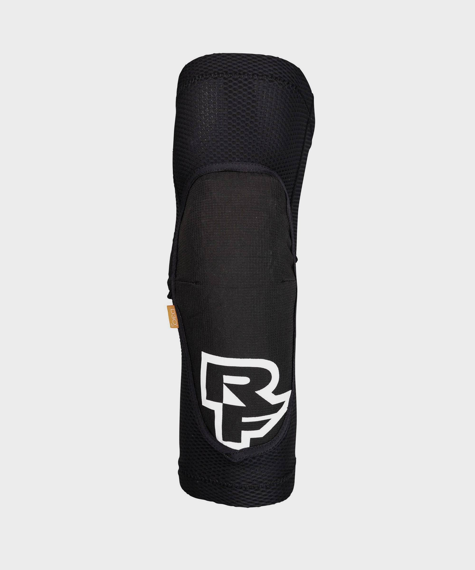 Race Face Covert Knee Guard with CE D3O protection and breathable fabric, showing the padded knee and protective design.