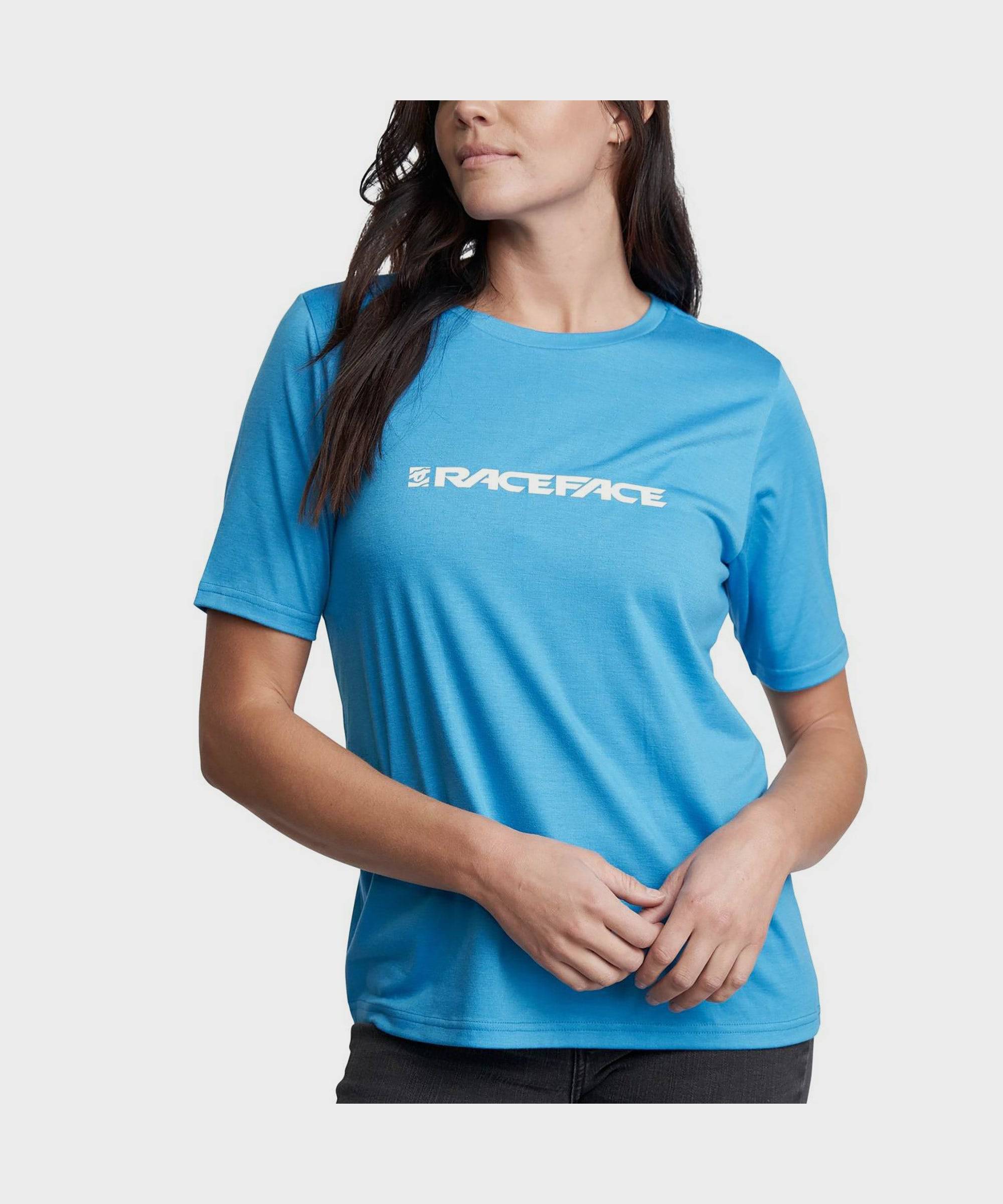 Race Face Classic Logo women's T-shirt jersey 2020, breathable and stylish fit, casual clothing with logo design.