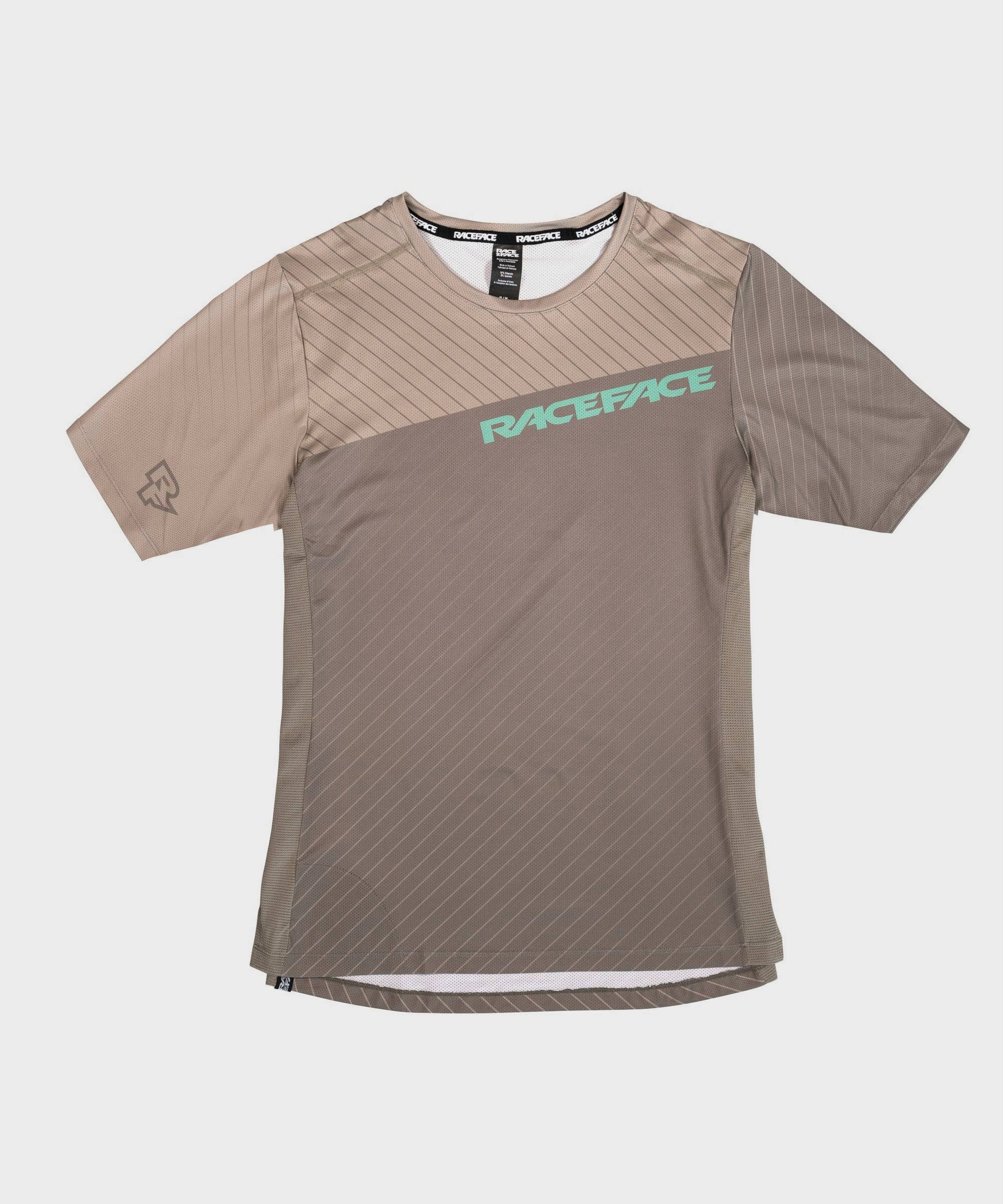 Race Face Indy women's short sleeve MTB jersey, breathable cycling top with moisture-wicking fabric and vibrant design.