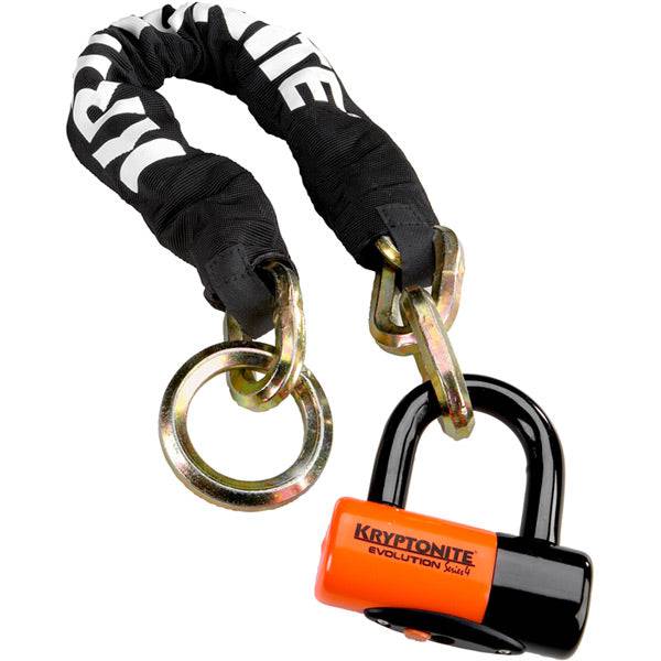 Kryptonite New York Cinch 12mm x 130cm chain lock with Evo Series 4 disc lock for secure bike or motorcycle protection.