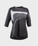 Race Face Khyber Women's ¾ Sleeve MTB jersey, breathable downhill cycling shirt with moisture-wicking fabric for mountain biking.