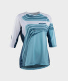 Race Face Khyber women's ¾ sleeve MTB jersey showing breathable fabric and fitted design for downhill mountain biking.