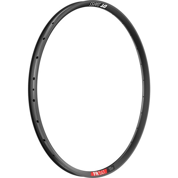 DT Swiss FR 541 SBWT mountain bike rim with disc-specific drilled holes, black finish, 28/32 holes, pre-installed Presta valve.