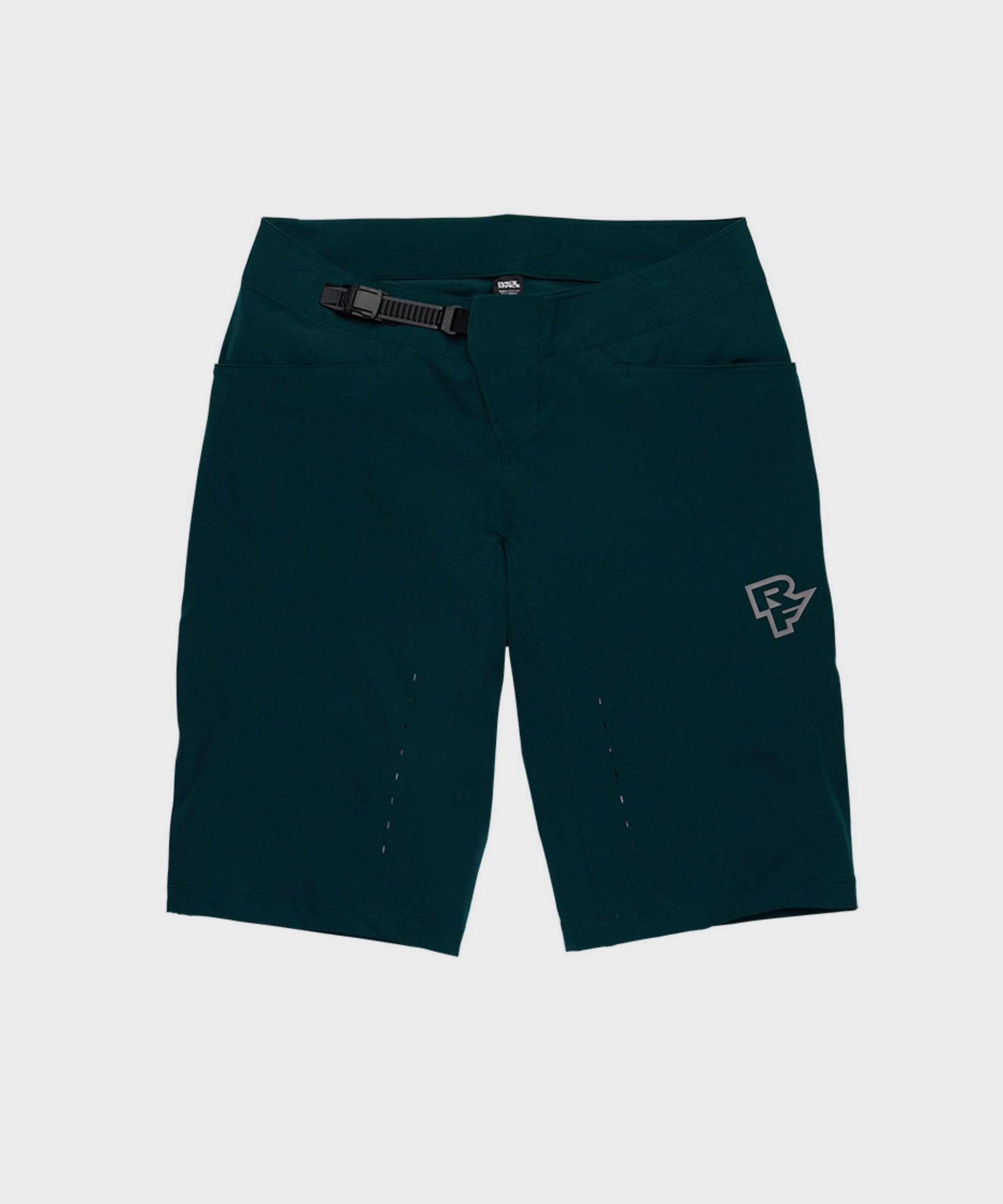 Race Face Traverse unisex mountain bike shorts with adjustable fit and multiple pockets, designed for comfort and durability during rides.